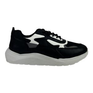 New Kingside Phillip Men US 9.5 Black White Athletic Tetoron Laces Moc-Toe Shoes
